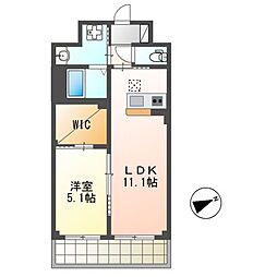カーネル　ベイス 1階1LDKの間取り