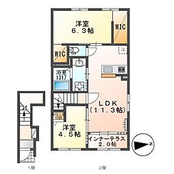 Ｃｏｌｚａ（コルザ） 2階2LDKの間取り