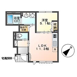 鎌ケ谷市右京塚新築アパート(仮称) 1LDKの間取図画像