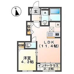 Chateau・Arv(シャトー・アルヴ) 1LDKの間取図画像