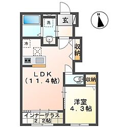 Chateau・Arv(シャトー・アルヴ) 1LDKの間取図画像
