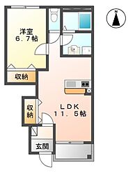 アンバーヒル 1LDKの間取図画像