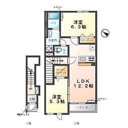 ＫＡＫＩＮＯＫＩ　ＴＥＲＲＡＣＥ 2階2LDKの間取り