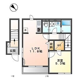 Ａｒｉｅｔｔａ 2階1LDKの間取り
