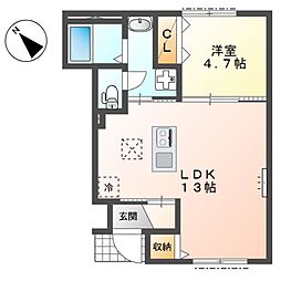 Bois Clair(ボワ クレール) 1LDKの間取図画像