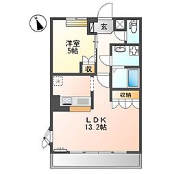 プリムベール2 1LDKの間取図画像