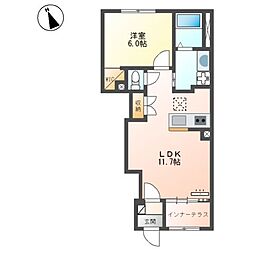 リッシュ 1階1LDKの間取り