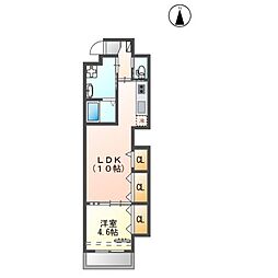 ミカーサ八木町 10階1LDKの間取り