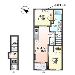 仮) 八王子市弐分方町新築アパート 2LDKの間取図画像