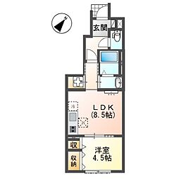 仮)日野市落川アパート新築工事 1LDKの間取図画像