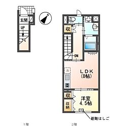 仮)日野市落川アパート新築工事 1LDKの間取図画像