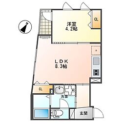 ボス　バレーヒル 3階1LDKの間取り