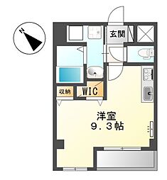 グランドゥール 2階ワンルームの間取り