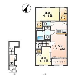 仮)中央区上溝新築アパート 2LDKの間取図画像