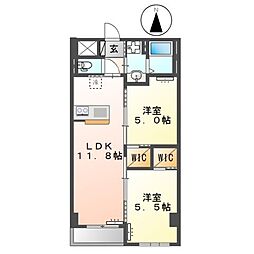 キーファ 2LDKの間取図画像