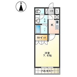 プルミエールハルカ 1Kの間取図画像