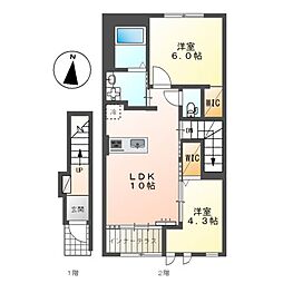 Ｍｉｎｅｔｔｅ（ミネット） 2階2LDKの間取り