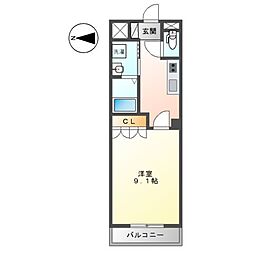 ローザ　オノモン 3階1Kの間取り