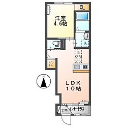 APGヴィラ徳倉A 1階1LDKの間取り