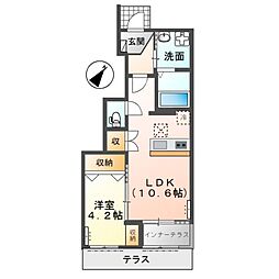 APGヴィラ徳倉B 1LDKの間取図画像