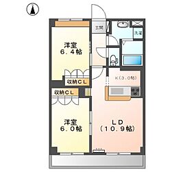 Crecia中平 2LDKの間取図画像
