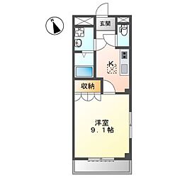 ペニーレインA 1Kの間取図画像