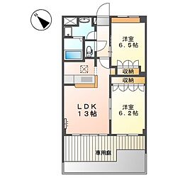 プランドール 2LDKの間取図画像