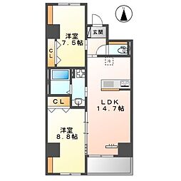 ラ カーサ明倫 2LDKの間取図画像