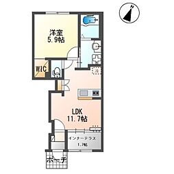 ラピスラズリ 1階1LDKの間取り