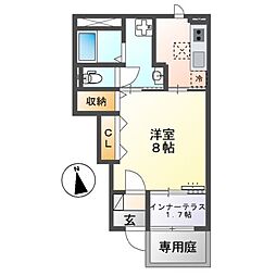 コンフォース旭 1Kの間取図画像