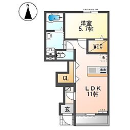 堺市美原区南余部新築アパート 1LDKの間取図画像