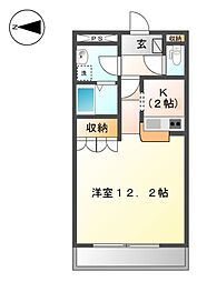 ロワール 1Kの間取図画像