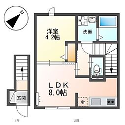 ペルシュワール 1LDKの間取図画像