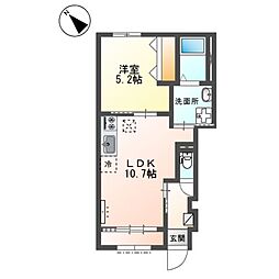 (仮称)豊中市刀根山新築アパート 1LDKの間取図画像