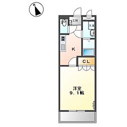 レジデンスE&R 1Kの間取図画像