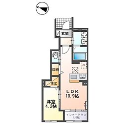 レーヴコート 1LDKの間取図画像