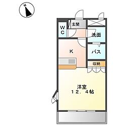 ソレイユ・コート 2階ワンルームの間取り