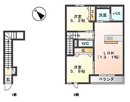 サン・モール松江 2LDKの間取図画像