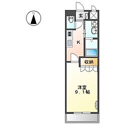 リッチ&フォース 1Kの間取図画像