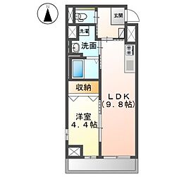 ディアコート大元駅前 1LDKの間取図画像