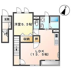 ルフラン 2階1LDKの間取り