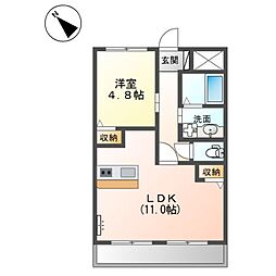 フリージア木太 1LDKの間取図画像