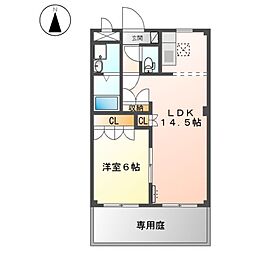 メゾンソレイユ 1階1LDKの間取り