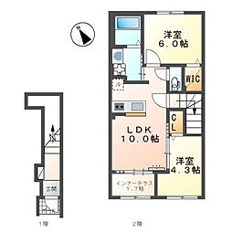 ランジュ 2LDKの間取図画像