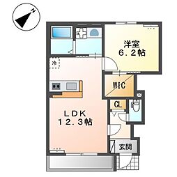 ブルーノ 1LDKの間取図画像