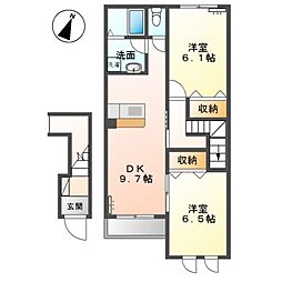 サンフォレストオオクラ 2DKの間取図画像