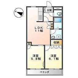 プルミエールie 2LDKの間取図画像