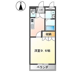 グランディール・城山 2階1Kの間取り