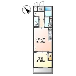 ル・ヴァン・リブレ 3階1LDKの間取り