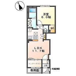 プリメゾン東郷 1LDKの間取図画像